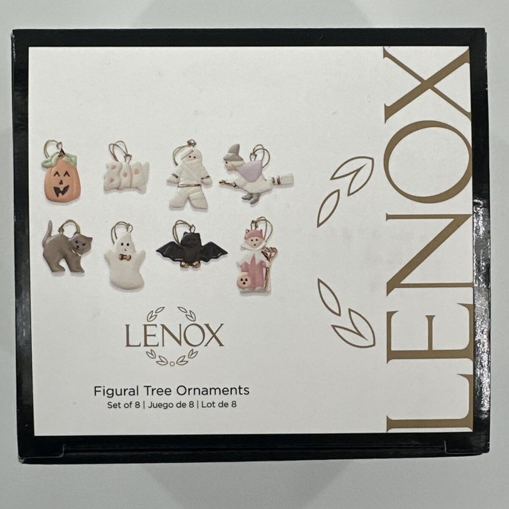 Lenox Figural Tree Ornaments Set of 8 Mini Trick Or Treat Halloween Discontinued